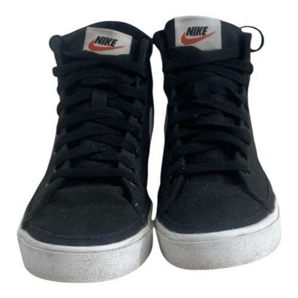Nike Court Legacy Canvas Mid Women Shoes Size 7 Black White Trainers Sneakers - Picture 3 of 11